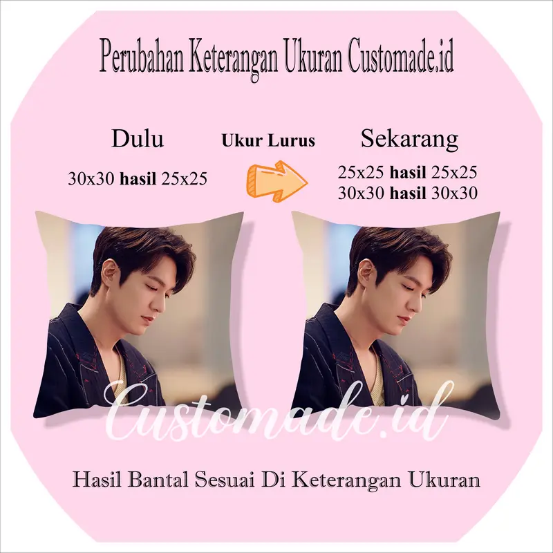 Bantal Lee Min Ho 30x30 cm/ Bantal Custom / Bantal Korea / Bantal Empuk Sarung Silikon 2