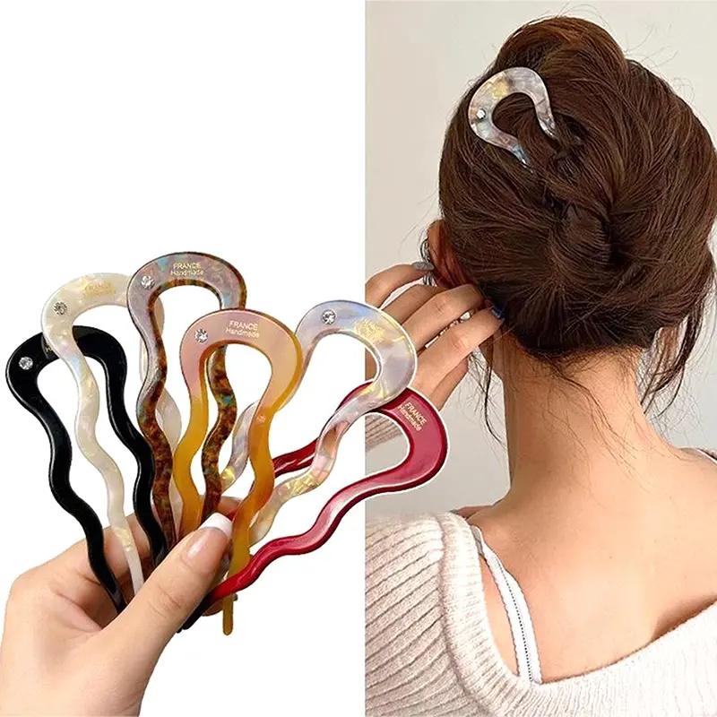 mái tóc xoắn của Pháp kẹp tóc bằng gậy axit acetate u a-shaped hairpin Vintage…