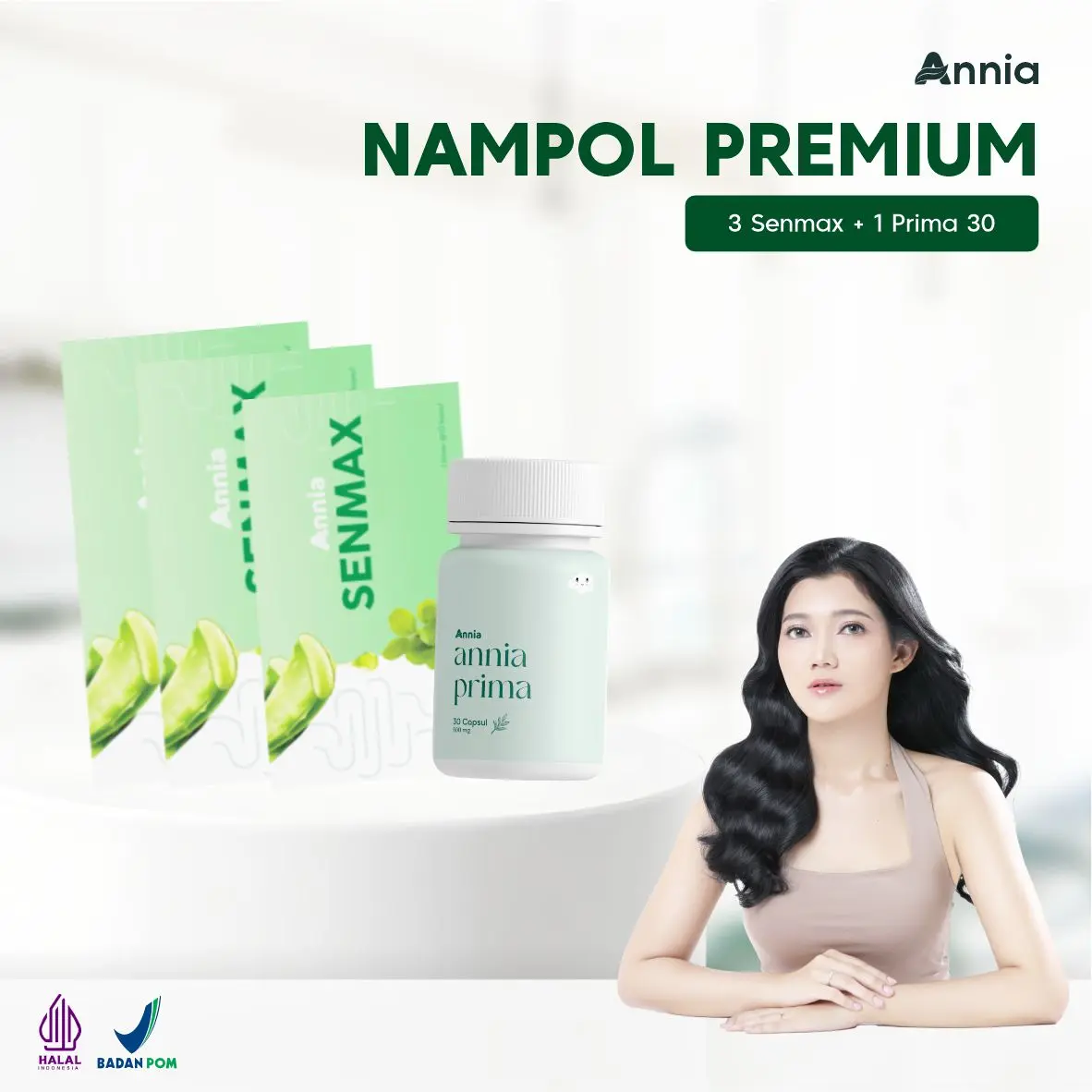 [Live] Paket Nampol Premium Annia (Annia Prima 30 + Senmax Annia 30) - Komposisi Kayu Rapat, Kemuning, Aloe Vera, dan Mengkudu - Minuman, Tea