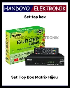Matrix Set Top Box Matrix Hijau Burger DVB-T2 Full HD 1080p Dengan 2 Port USB & HDMI Koneksi Internet Melalui Wi-Fi TV Digital Indonesia