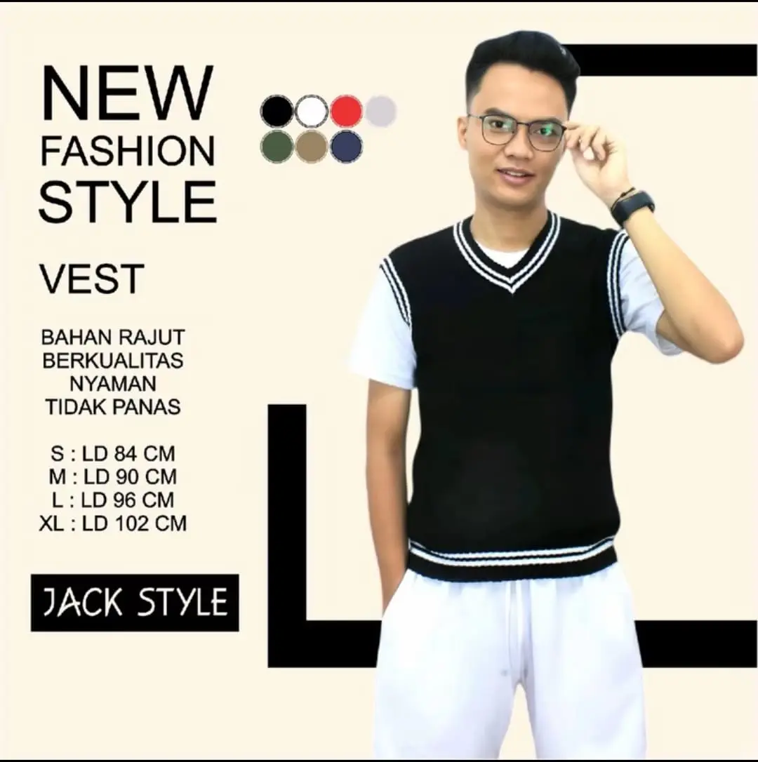 Rompi Rajut Sekolah SD SMP SMA Rompi Rajut Pria Rompi Rajut Korean Style Bahan Tebal Termurah Fashion Sweater Hitam Dewasa Casual Wanita