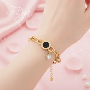 SiDya - Gelang Chic Roman Link Gaya Klasik Nuansa Modern Tahan Lama Bracelet Liontin Kristal Rantai
