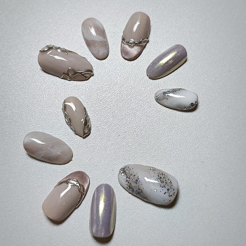 Poelarisco.nails Kuku Buatan Handmade Premium Nude Tip Kuku Palsu dengan Lem dan Toolkit - Art, Polish Cat Kutek 1