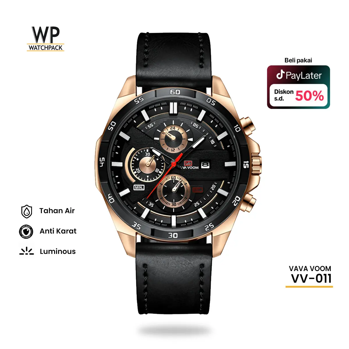 VV-011 | Jam Tangan Pria Asli Tahan Air Bisnis Elegan Tanggal Otomatis Aesthetic Simple Elegan Aksesoris Arloji Watches Cowok