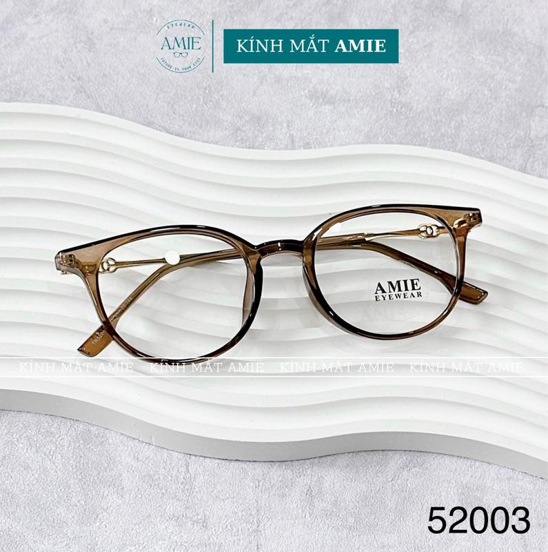 Kính mắt tròn nữ nam AMIE Eyewear gọng kính nhựa thiết kế thời trang trẻ trung 52003