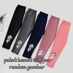 Paket Hemat 5pcs Legging Anak Sablon Karakter Terbaru Bahan Knit Rib & Katun Spandek