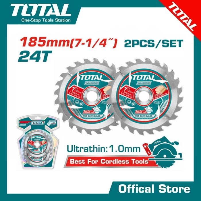Gambar TOTAL 2 PCS Set mata gergaji TCT ultra tipis 185mm (7-1/4") TAC2331853 Ultra-thin TCT saw blade set dari Totaltoolsmakassar Kota Makassar Tokopedia