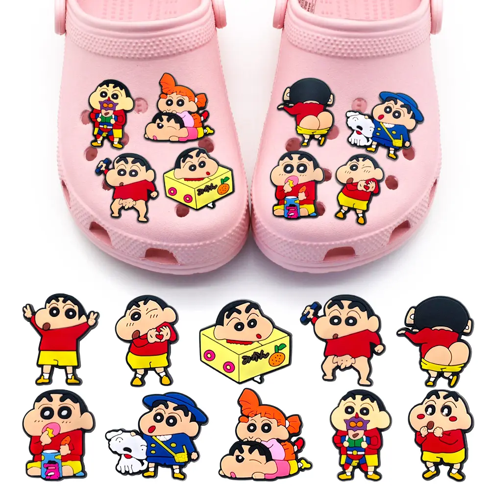 Lucu 1 Buah Kartun Anak kecil Jepang Anime Shinchan PVC Sepatu Tempelan Sandal Pin Menghias DIY Aksesoris Sepatu Hadiah Pesta Anak Laki-laki