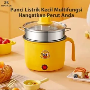 ROOMAH Panci Listrik Serbaguna 1.3 Liter Kapasitas 350W untuk Memasak Kukus Sayur Masak Nasi dan Goreng