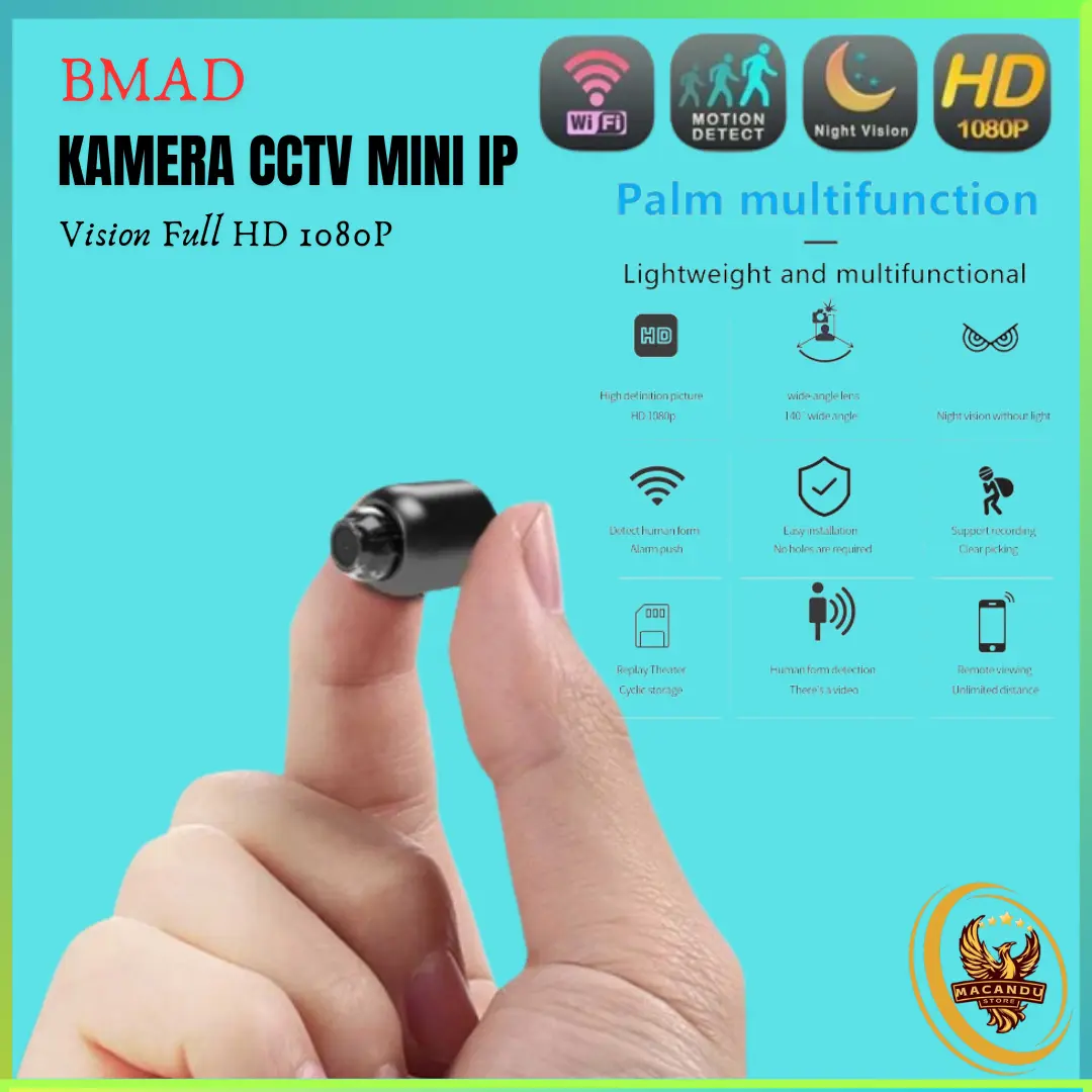 BMAD Kamera CCTV Mini IP Wireless N ht Vision Full HD 1080P / Kamera cctv mini nyambung ke tahan 24 jam j jauh tanpa listrik paling kecil tanpa kabel full hd tersembunyi murah bagus cod pen tai