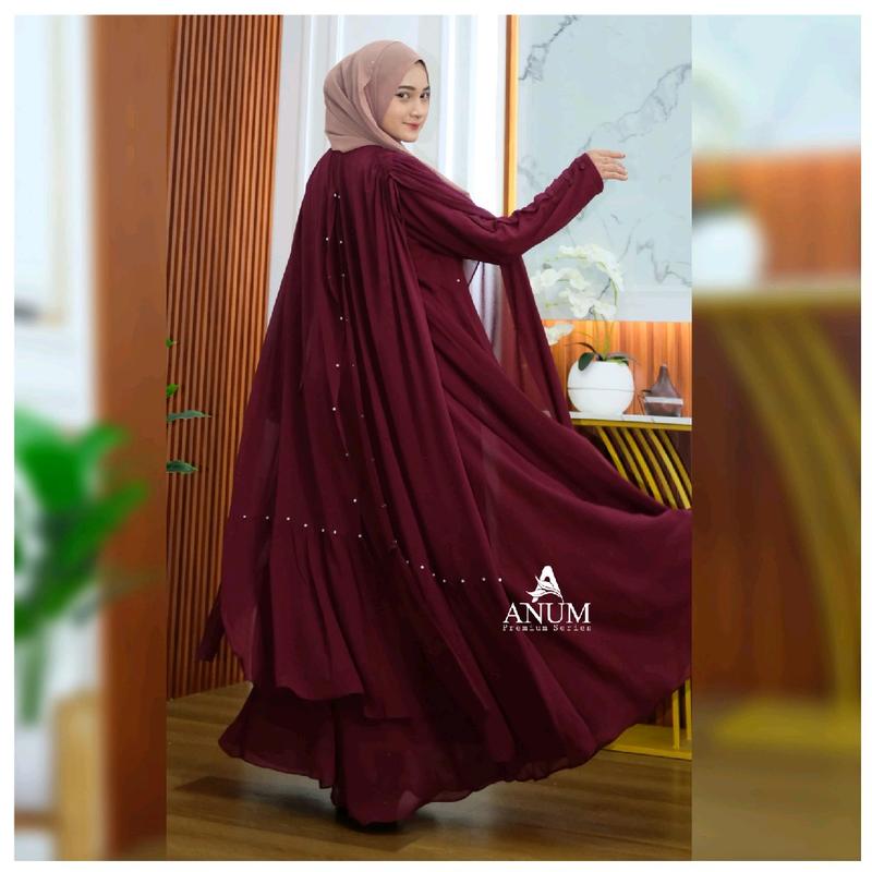 Anum Premium Series Shafira Set Abaya Matt.Ceruty Armany Cocok untuk Kondangan dan Syar'i - Muslim Gamis Lembut Mewah Outer Mutiara 1