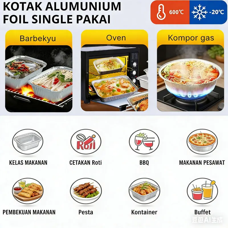 50P Nampan Aluminium Foil Khusus Untuk Penggorengan Udara / Mangkuk Aluminium Foil Untuk Memanggang Di Oven / Kotak Aluminium Foil Untuk Keperl n ah Tangga - 7 inci (50P )