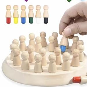 Wooden Memory Chess Board Game: Color Memory Matching Brain Teasers Game for Kids Age 3-12 - Toddler Learning Children Activities Educational Toys - Multiplayer Montessori Toys for Boy Girl Gift Nitrosamine percuma Comics catur teka teki