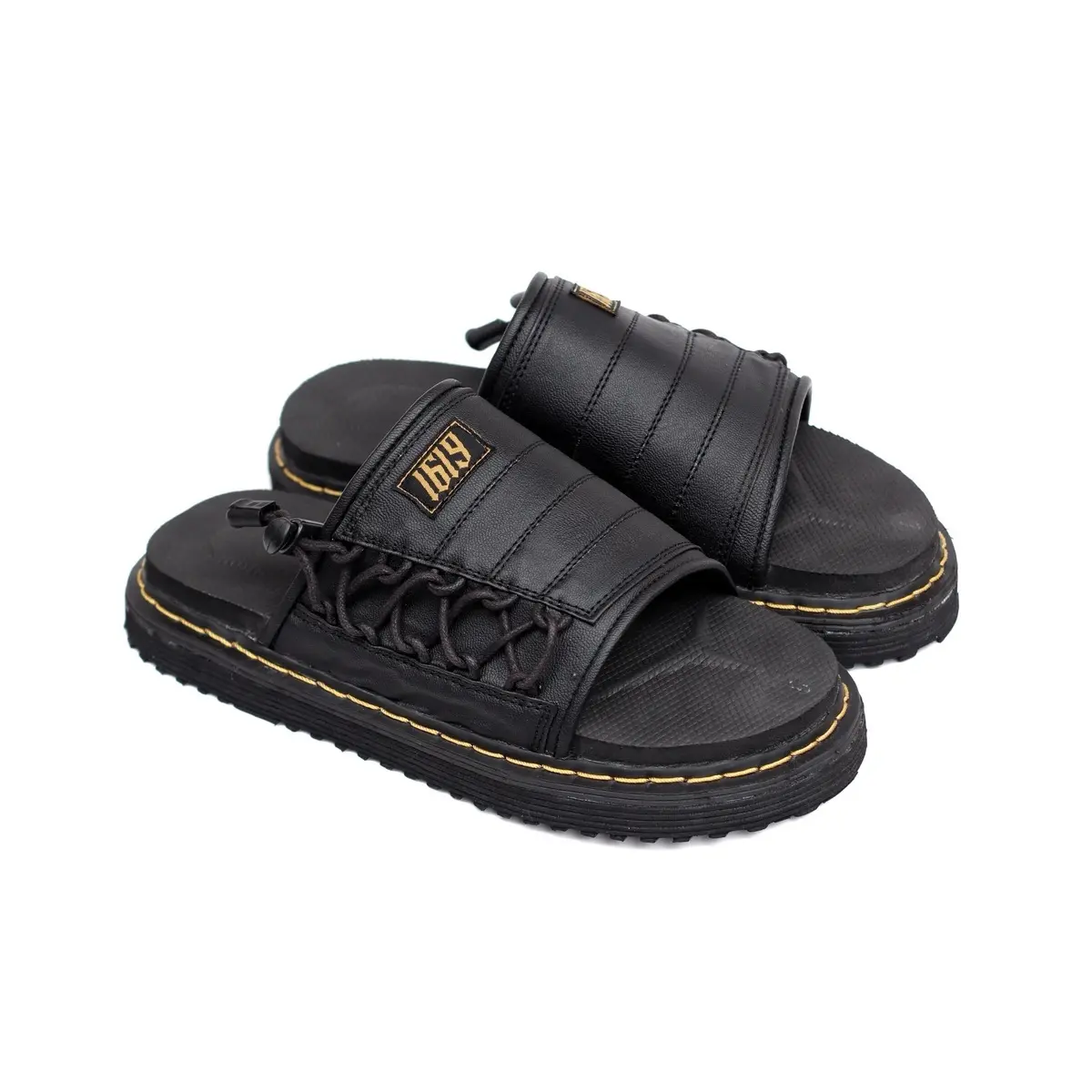 MONAS MADRE Sandal Slide Docmart Pria Hitam Kulit Pu