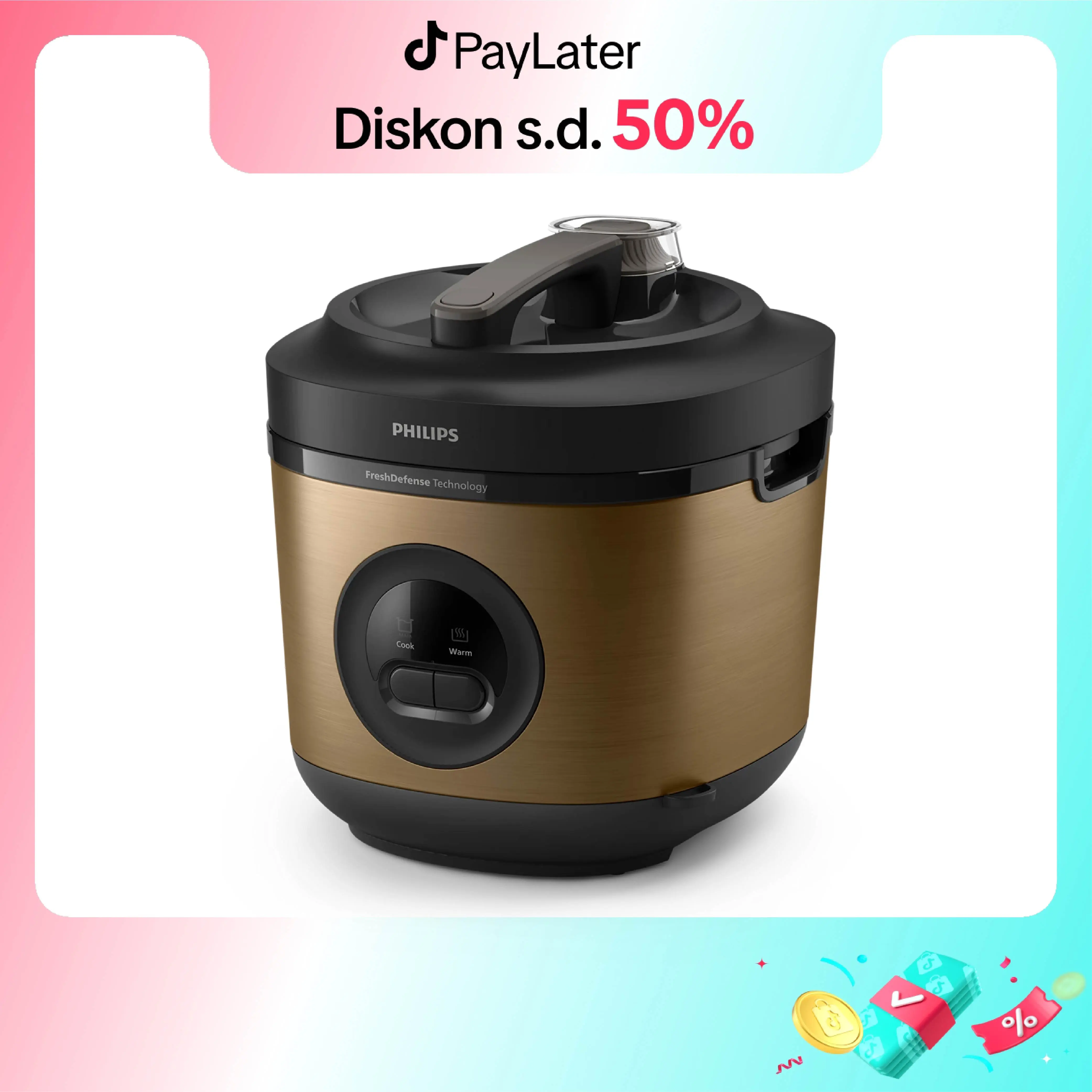 Philips Rice Cooker Penanak Nasi 1.8 L - 3000 Premium Series HD3211 - Bakuhanseki Inner Pot - Anti lengket - FreshDefense Technology - Nasi No Basi hingga 48 Jam - 400 Watt