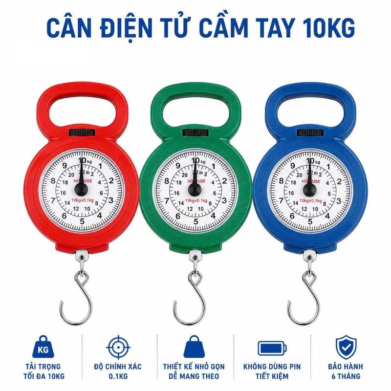 Cân cơ treo mini nhỏ gọn cân lò xo cầm tay 10kg tiện lợi cân treo bỏ túi mang đi