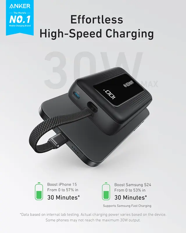 Anker Powerbank Zolo 10000 mAh 30w With Type C Cable fast Charging PD 30 - A1688/A1680 1
