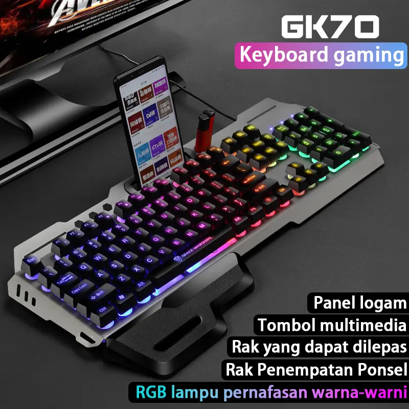 G70 Air RGB keyboard mekanis/keyboard gaming mekanis dengan kabel/cocok untuk PC dan laptop/104 tombol/keyboard dengan lampu latar/keyboard untuk bekerja dan bermain game.