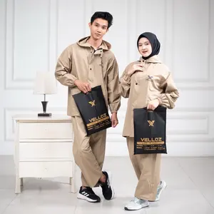 JAS HUJAN, Raincoat Mantel Pria Wanita by VELLOZ Bahan PVC 025 Tebal Anti Rembes Tersedia Warna Biru Hijau Hitam Cream Merah Mantel Dewasa