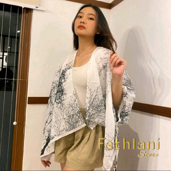 Scarf Kimono Batwing Outer Cardigan Wanita COD Bestseller - Atasan Muslim Casual - Kardigan, Voal Motif Baju Panjang 3