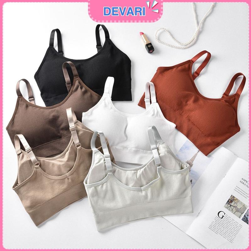 Áo bra nữ tập gym 2 dây Sport  Thể Dục gân tăm, Top áo lót nữ không gọng DEVARI B1182 đồ  lót