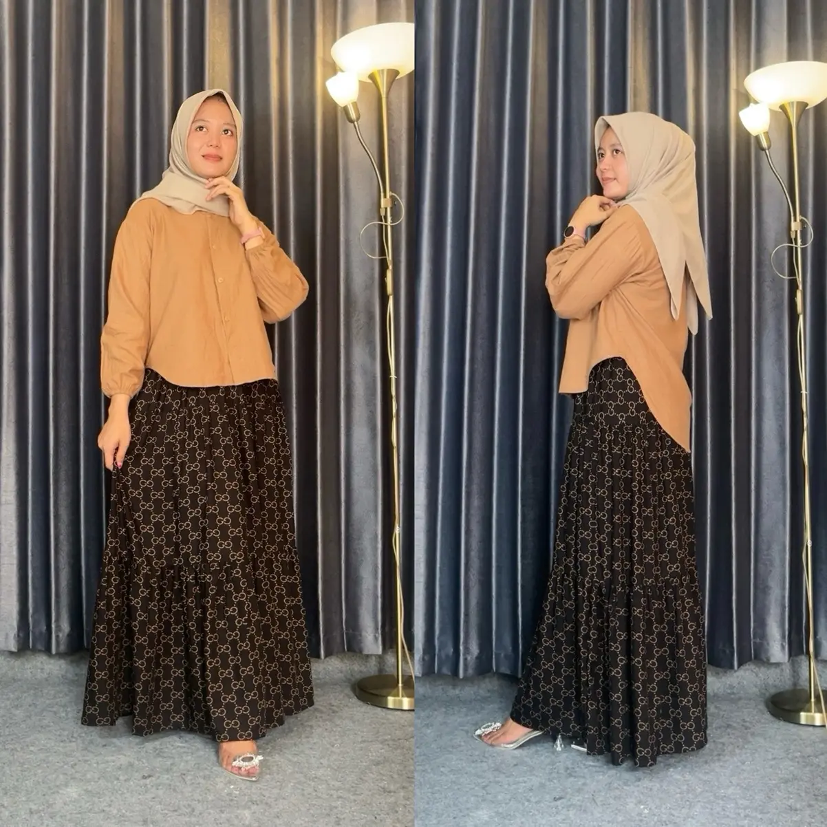 One set rok SAFIRA||SETELAN ROK Rayon Mix atasan linen|| setelan Rok wanita Rayon