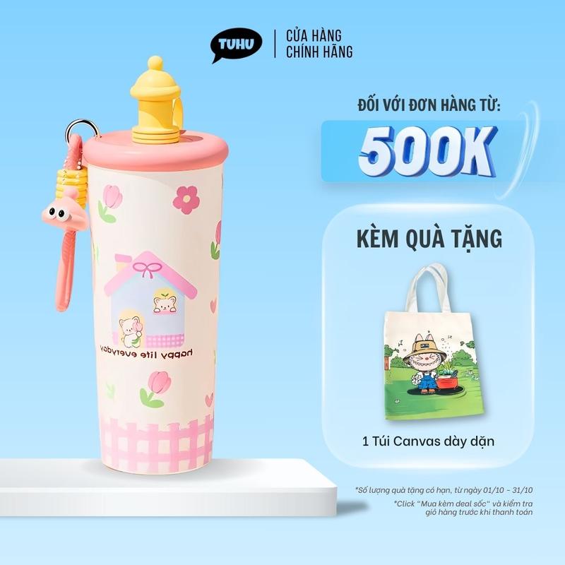 Ly giữ nhiệt BUBU 700ml có ống hút, bình giữ nhiệt inox 316 cao cấp thép không gỉ sét - TUHUHOUSE