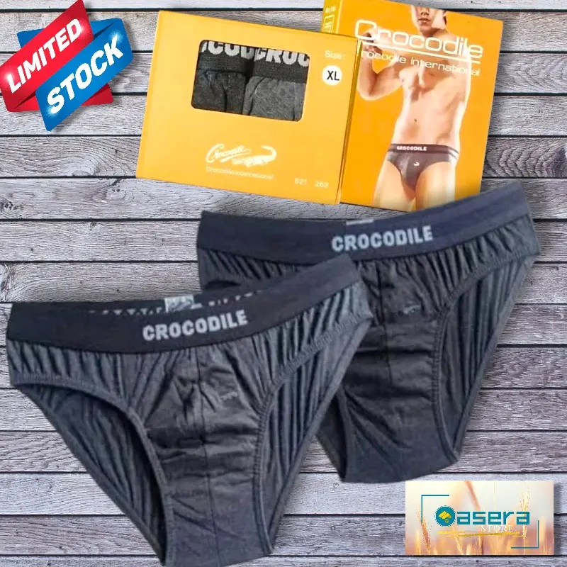 Paket 2pcs Celana Dalam Pria Crocodile, Dalaman Pria Polos, Pakaian Dalam Pria 2