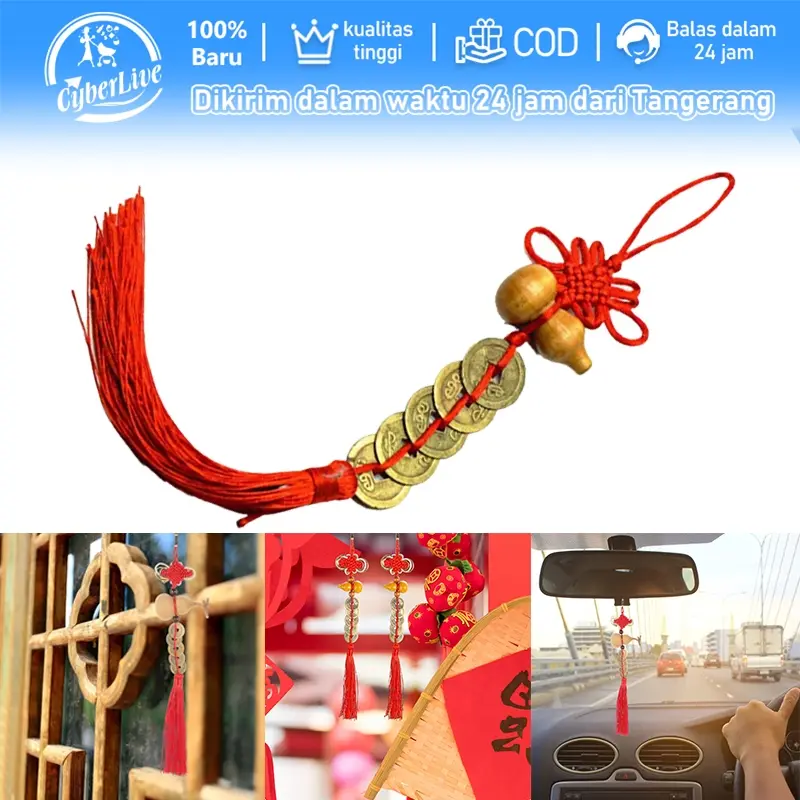 Feng Shui Good Luck Coin Gantungan Mobil Tasel Tassel Feng Shui Koin 0
