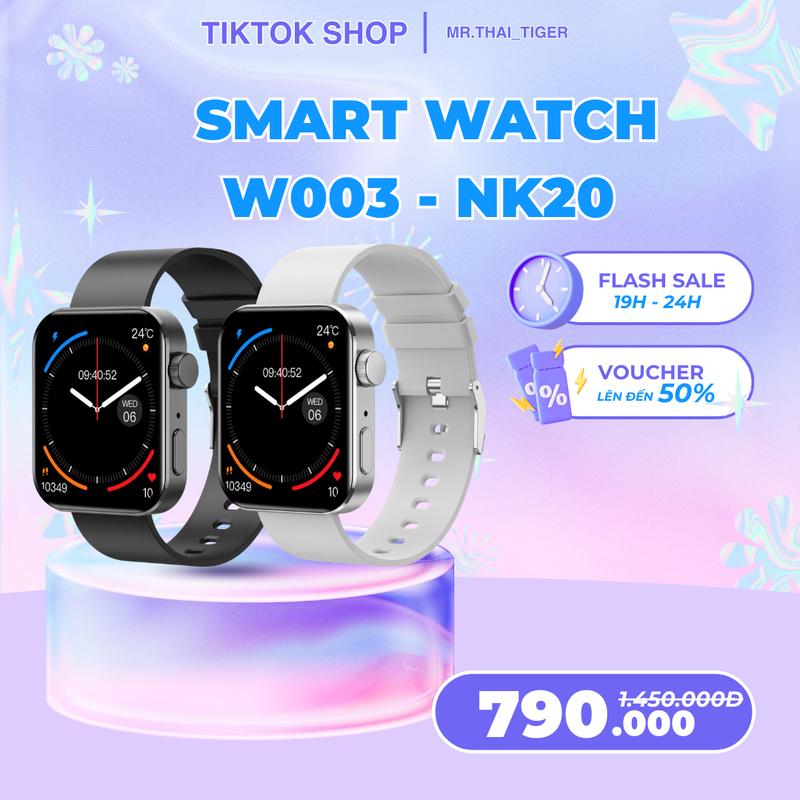 YBL X MR.THAI_TIGER Đồng Hồ Thông Minh NK20 Bluetooth W003 Smartwatch Chống Thấm Nước Kết Nối Điện Thoại Không Dùng Sim Thông Báo Tin Nhắn Nghe Gọi 2 Chiều Thiết Kế Thời Trang Dành Cho Nam Và Nữ