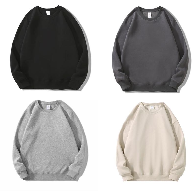Áo sweater unisex trơn, nỉ bông cổ tròn rộng phong cách Hàn Quốc, thời trang trẻ trung hot 2027
