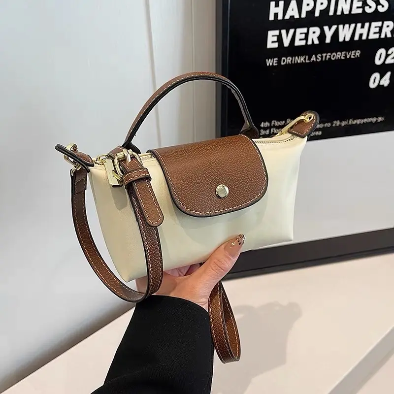 Túi xách nữ đeo chéo nắp gập chất vải dù size 17cm Bag Da Tim Kem Đeo Vai Lady Tote