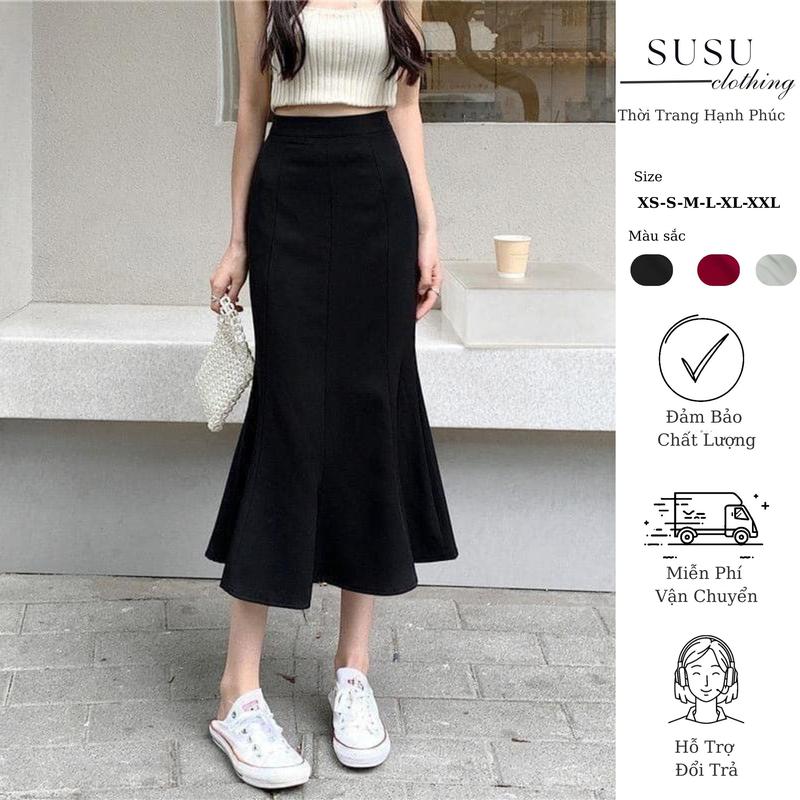  Chân váy Susu clothing đuôi cá ghép 8 mảnh  trẻ trung có lớp lót sang trọng Chân váy đi tiệc đi làm Đuôi cá 8 mảnh Nữ Women Susuclothing 