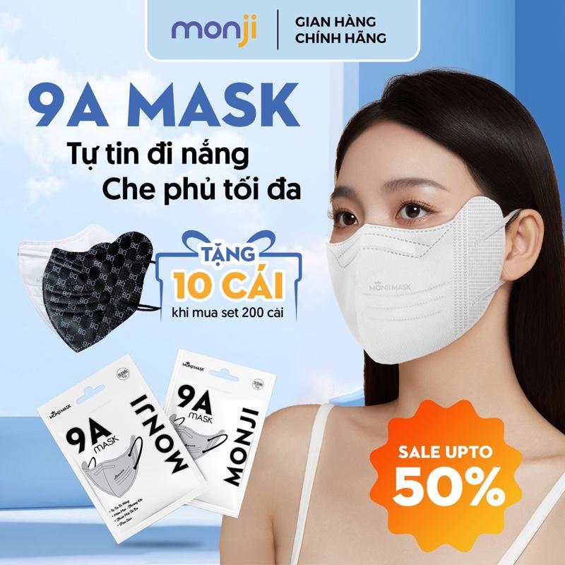 200 - 100 CÁI KHẨU TRANG 9A MONJI (từ 45-75kg) CHE NẮNG TOÀN PHẦN  { 9A mẫu mới hàng 5 lớp } MẪU MỚI