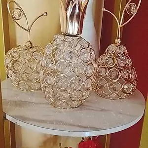 [TERLARIS]3Pcs Ornamen Kristal Decorative Fruit Nanas Pir Apple Tampilan Mewah  Kristal  Buah  Ruang Tamu