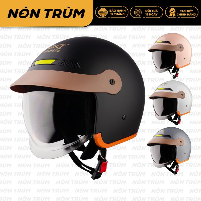 GXT Mũ Bảo Hiểm Xe Máy 3/4 GX139 Có Kính Âm Kèm Lưỡi Trai Nhựa Màu Nâu Thời Thượng
