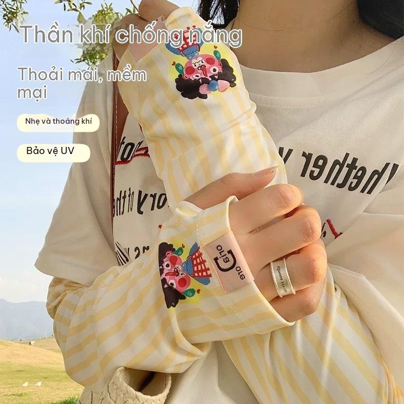 LOOM LURE Dễ thương Cartoon Elephant Ice Silk Sun Cuff Đối với phụ nữ Nhẹ nhàng Breathable Anti UV ngoài trời Cưỡi Arm Thời trang Mùa hè