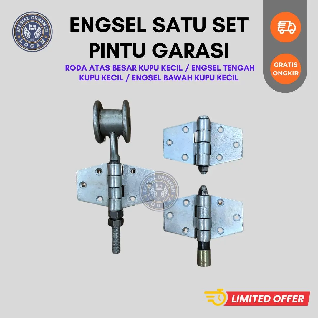Engsel Satu Set Pintu Pagar / Engsel Satu Set Pintu Garasi / Roda Atas Besar Kupu Kecil / Engsel Tengah Kupu Kecil / Engsel Bawah Kupu Kecil