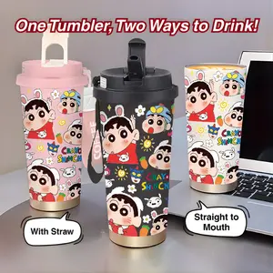 Tumbler Karakter Crayon Shinchan Cute Edition 500ml StainlessSteel SUS 316 Pegangan Stylish Mudah dibawa ke mana saja – ke kantor, kampus, atau jalan-jalan Pas untuk kopi, teh, jus, atau minuman favorit lainnya.dengan Kapasitas 500ml