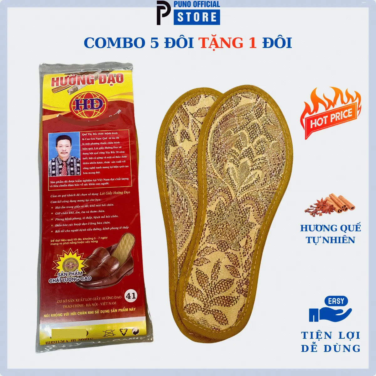 (COMBO 5 ĐÔI TẶNG 1 ĐÔI) Lót giày Hương Quế, Khử Mùi Hiệu Quả - Thương Hiệu Uy Tín