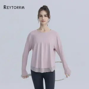 Reytorrm Atasan Baju Olahraga Wanita Lengan Panjang Kaos Long Sleeve T-Shirt Yoga Sport. (CX011)