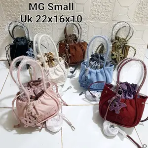 Tas wanita serut suede Premium / tas selempang model serut MG Small dan Medium