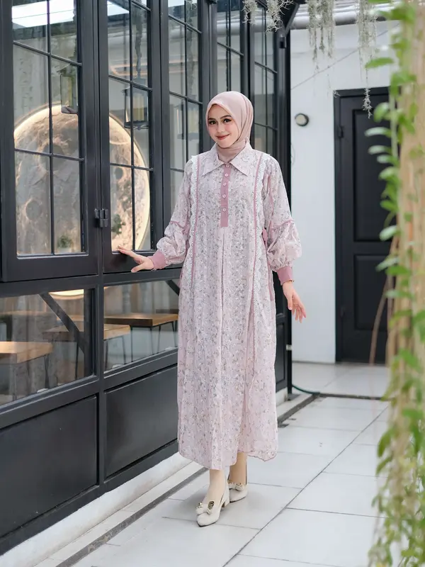 ADINDA & Co- MIDI DRES KATUN BORDIR Gamis Midi terbaru 0