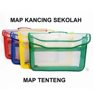 Map Plastik Zipper Tenteng Map Warna Map Kancing  Map Jaring Kantor / Sekolah Ukuran F4/Folio