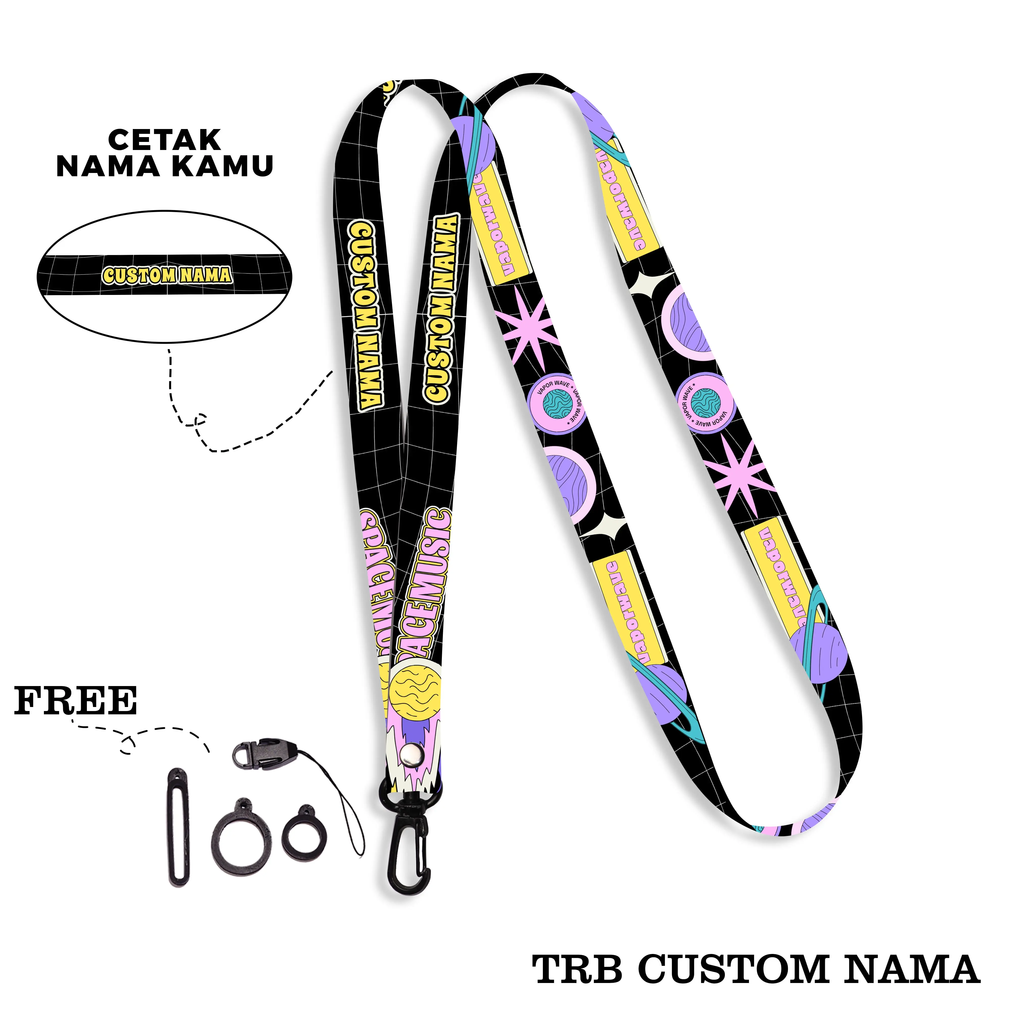 Lanyard Custom Nama Satuan Tali Lanyard Gantungan 1,5 Free Holder Strap Phone Full Printing 2 Sisi