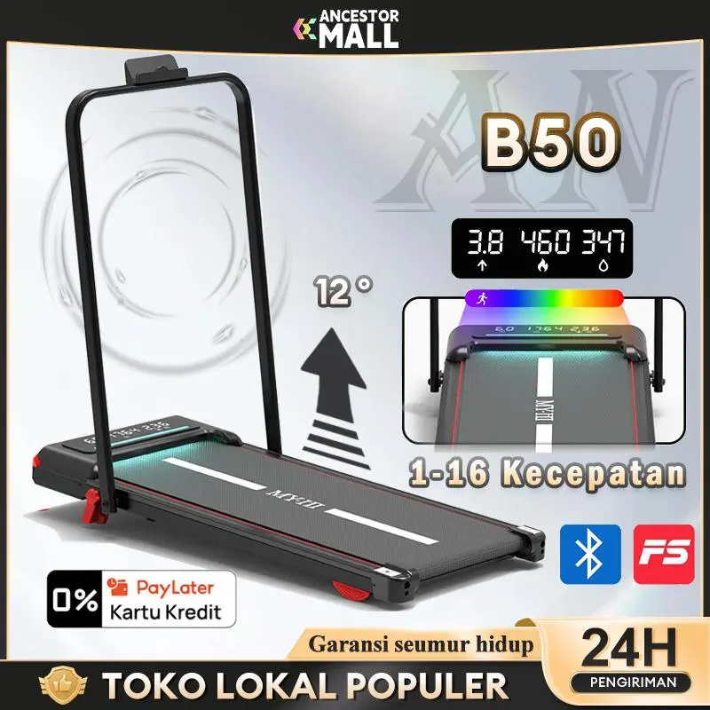【Penawaran Eksklusif】MY-HI Treadmill B50 Incline  Treadmill Elektrik 1-16KM Treadmill Low Watt Treadmill Portabel Walking Pad Lari Listrik
