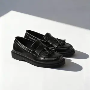 SAMA BRAND Sepatu Pria Loafers SB ALETTA BLACK Karet Shoes Sneakers Kerja Formal Hitam Kulit Asli Pull-Up Elegan Fleksibel Ringan Antiselip