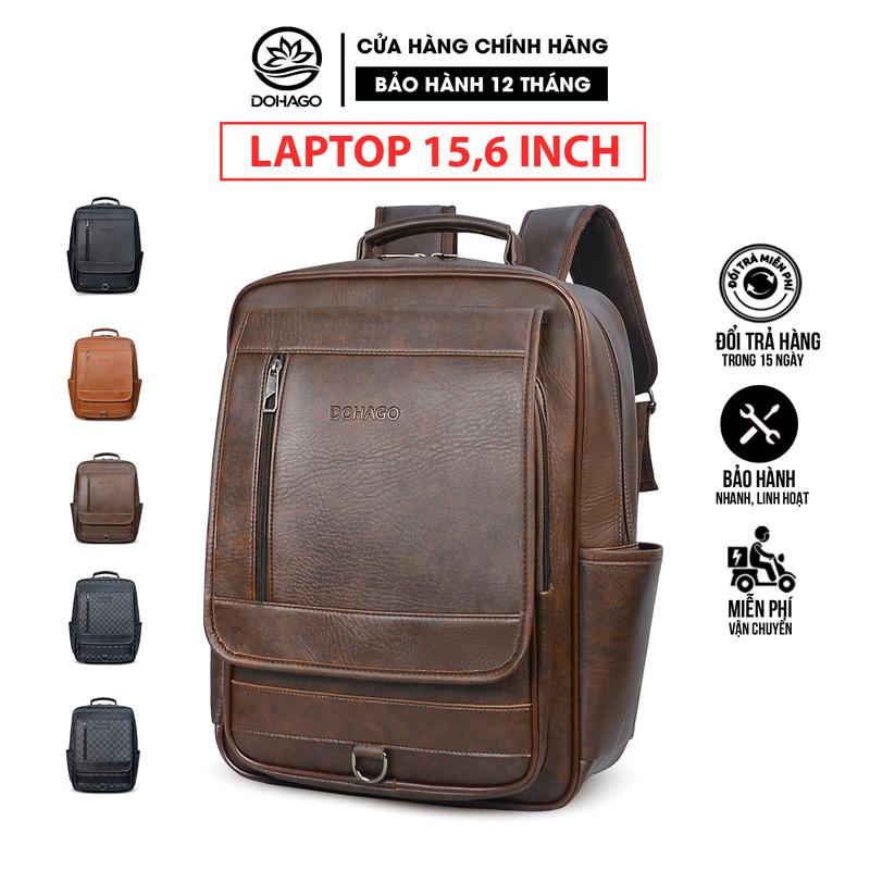 Balo Da DOHAGO Đa Năng Đựng Laptop 15.6 Inch Phối Nắp Gập Cá Tính - BLD09
