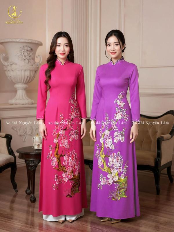  Áo Dài Đào Mai - Áo Dài Mẹ Sui Thiết Kế Cao Cấp Lụa Mango Màu Hồng Tím Sang Trọng Họa Tiết Thêu Lắc Tay Sắc Nét Cổ Và Tay Kết Đá Pha Lê  Tà Rộng Cổ Cao Tay Dài Nữ Quý Phái Kiêu Sa  CO GIÃN TỐT KHÔNG NHĂN ẢNH THẬT  Dress Sen  Hoa Sen 