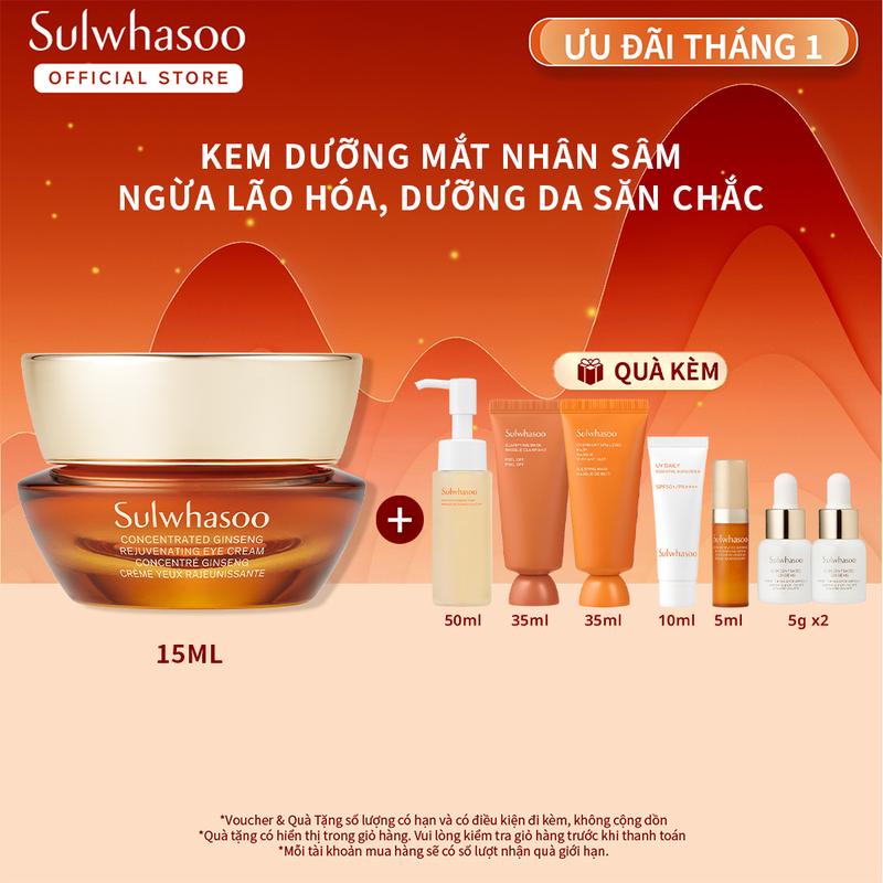 |MỚI| Kem Mắt Từ Nhâm Sâm Dưỡng Da Ngăn Ngừa Lão Hóa Sulwhasoo Concentrated Ginseng Rejuvenating Eye Cream 15ml